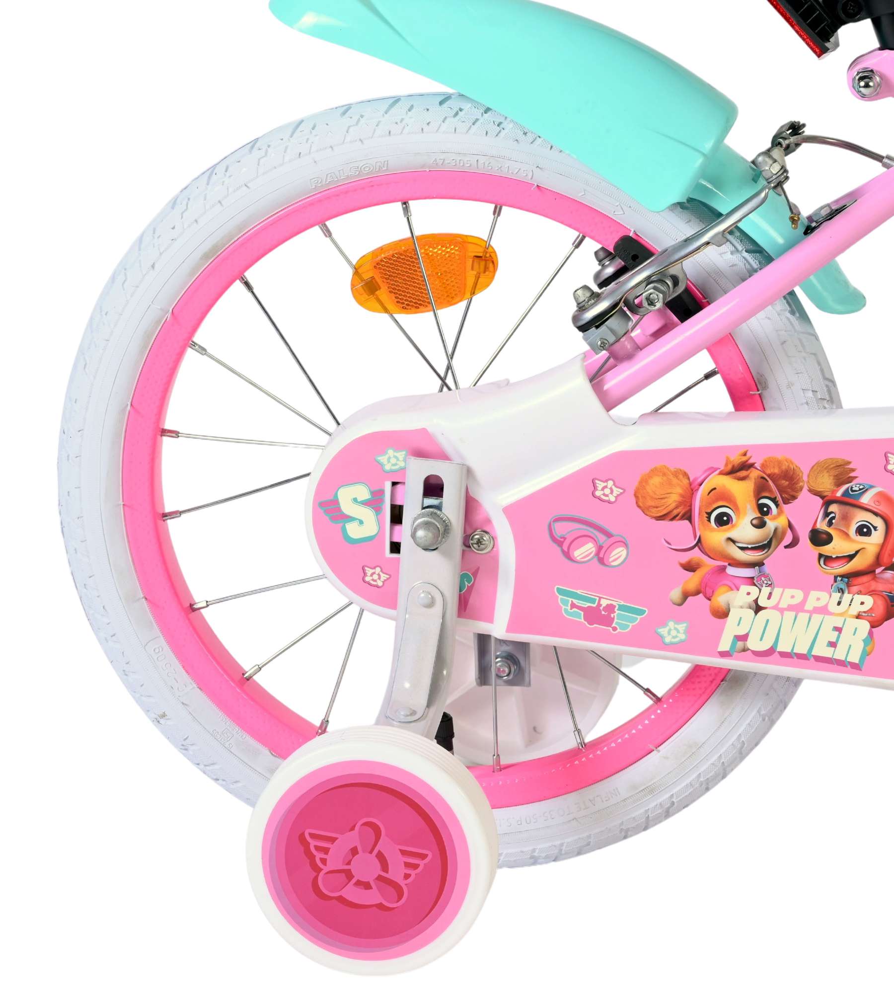 Volare paw patrol kinderfiets - meisjes - 16 inch - roze - twee handremmen