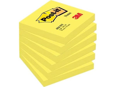 Notas Post-it, 100 hojas, pies 76 x 76 mm, amarillo neón