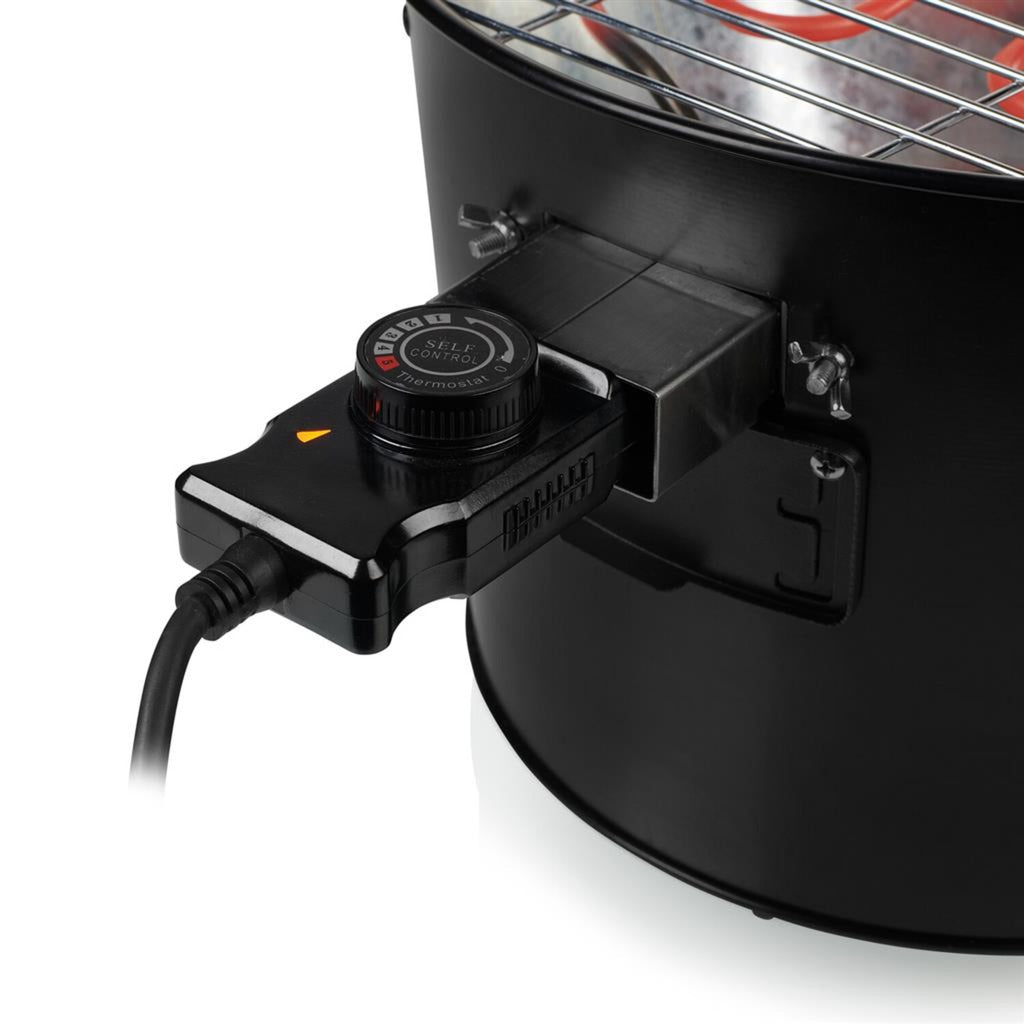 Princess 112240 hybrid bucket barbecue | elektrisch | houtskool (zwart, ø 32 cm | incl. luxe bamboe serveer- en snijplank)