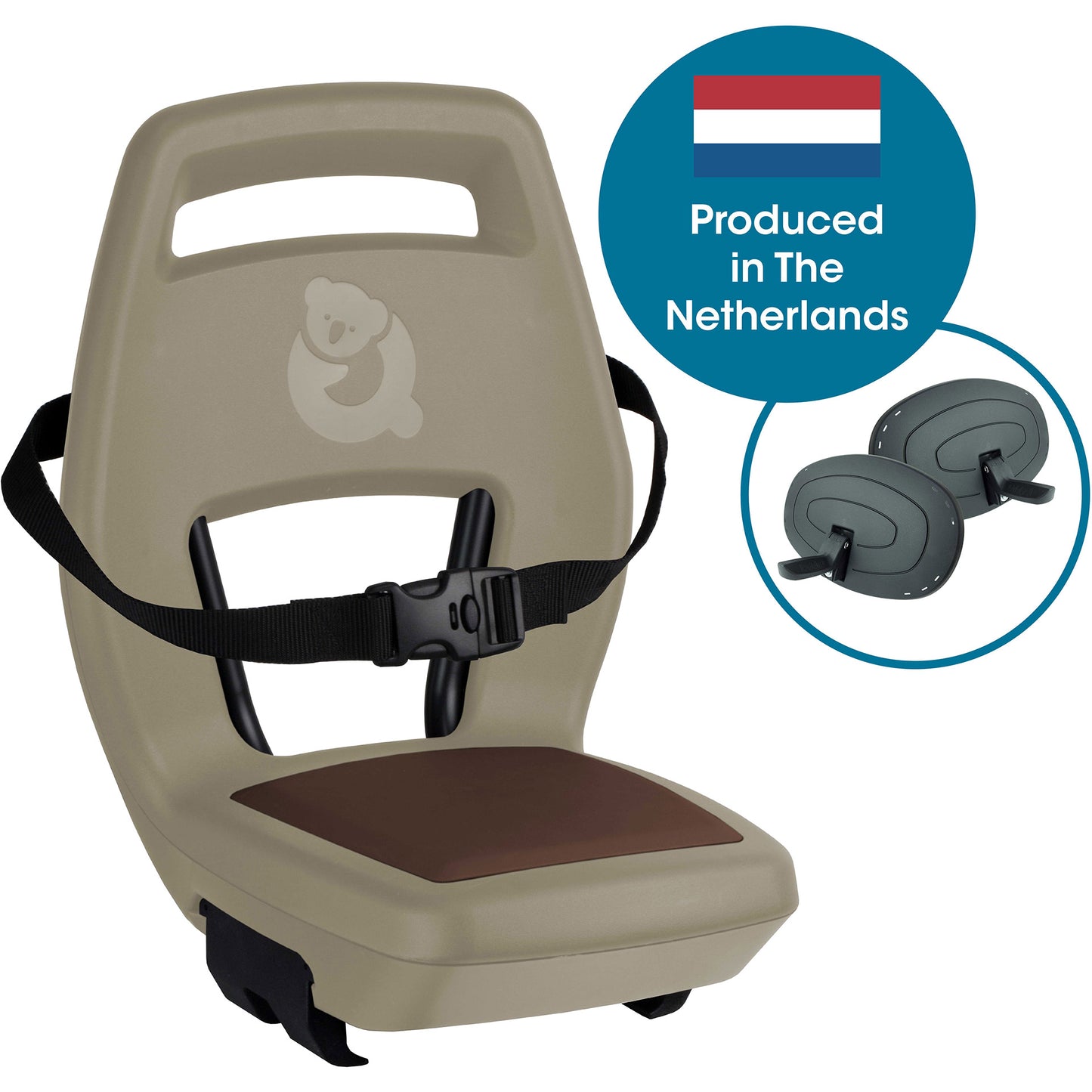 Qibbel Q345 Asiento trasero 6+ Junior con reposapiés y placas de protección Cappuccino Brown