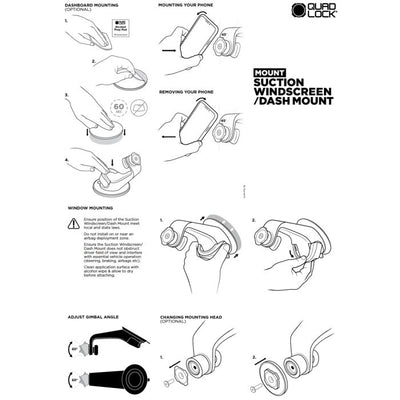 Quad lock windscreen dash car mount