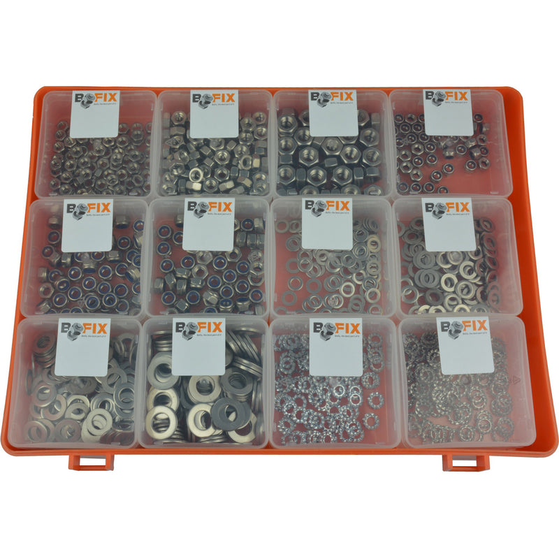 Bofix sorti 12dlg. Anillos + nueces de acero inoxidable