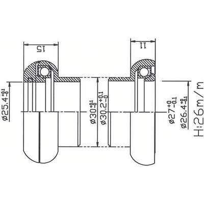 Tecora Ball Head Set 1 pulgada por delante Cartr Alu 26.4 Cono Negro