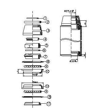 Tecora balhoofdstel1 1 8 inch semi geint draad 25.4-44-30.0 zwart