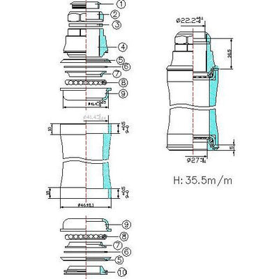 Tecora riduttore serie sterzo gazelle nm 22,2 41,4 27 semi gei