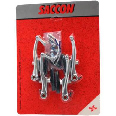 Juego de frenos Saccon v-brake delantero + trasero plateado