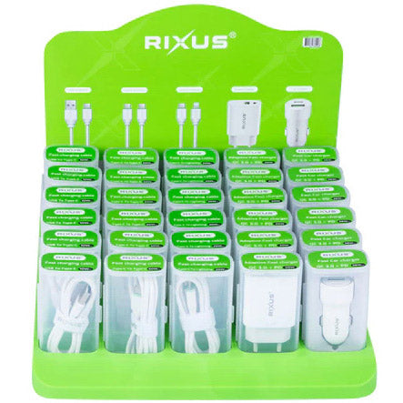 Espositore da banco Rixus per abbigliamento sportivo olimpico rxds01 cavi e caricabatterie pieni