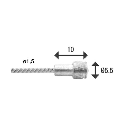 REM Binnenkabel 2000mm (10) Acciaio inossidabile a V-NIPPLE 6411RVS 10