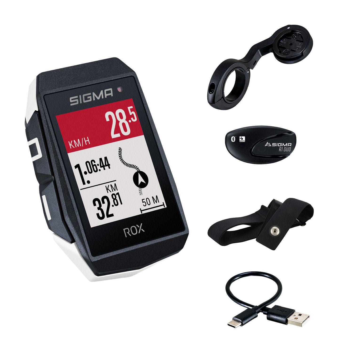 Sigma Rox 11.1 EVO GPS HR Conjunto WI Wi Short Butler+Ant+BLE Borst+USB-C