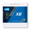 Cadena de bicicletas KMC X8 1 2x3 32 - 114 enlaces - Plata