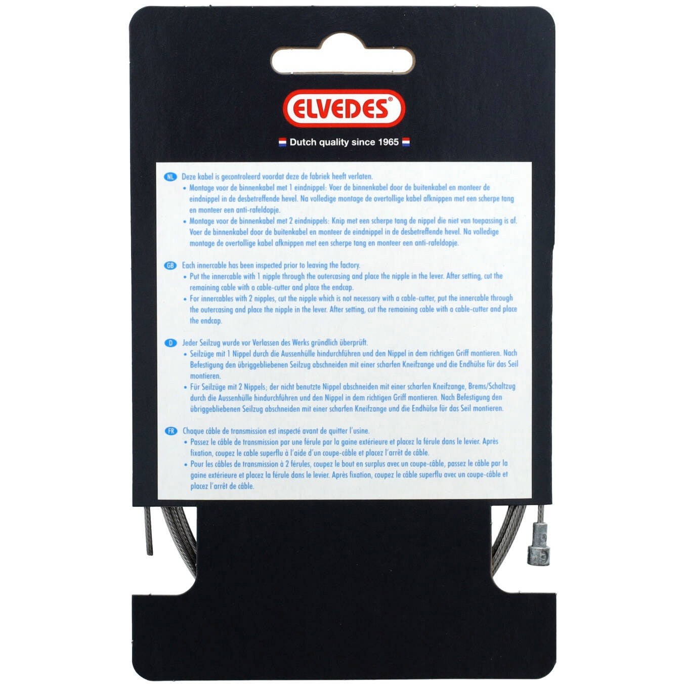 Elvedes Rem Binnenkabel 2000mm in acciaio inossidabile slick Ø1,5 mm V-NIPPLE