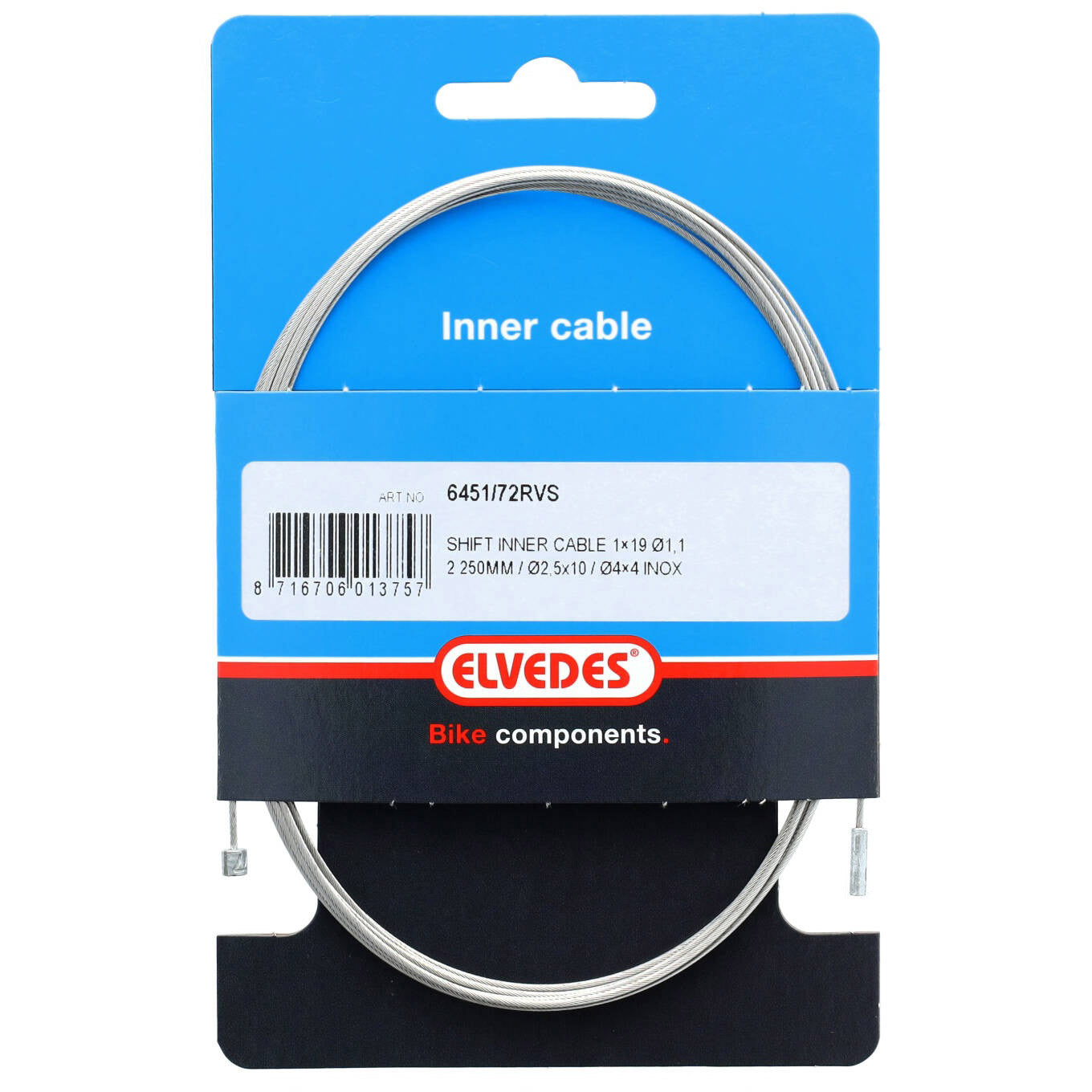 Elvedes Schakel Binnenkabel 2250mm in acciaio inossidabile Ø1,1 mm n Npple