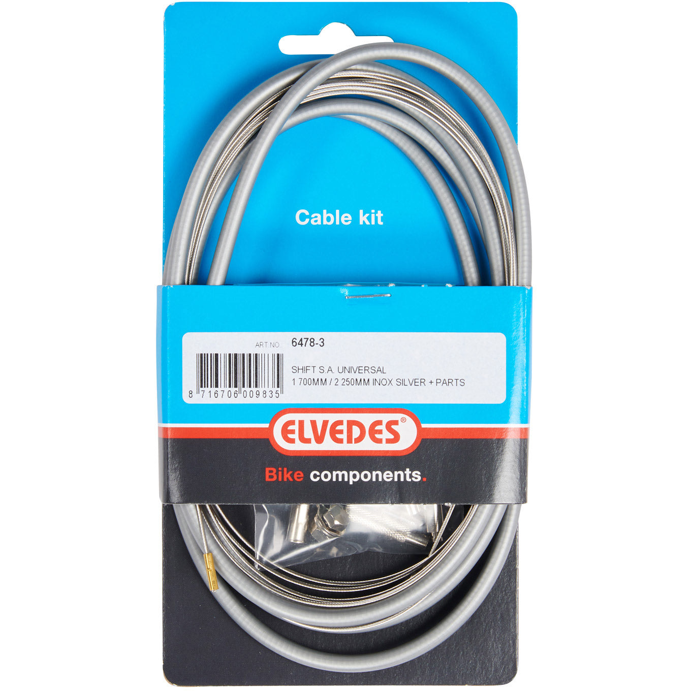 Conjunto de cable de engranajes Elvedes 1700 2250 mm Universal Sturmey Archer Acero inoxidable - Plata (en el mapa)