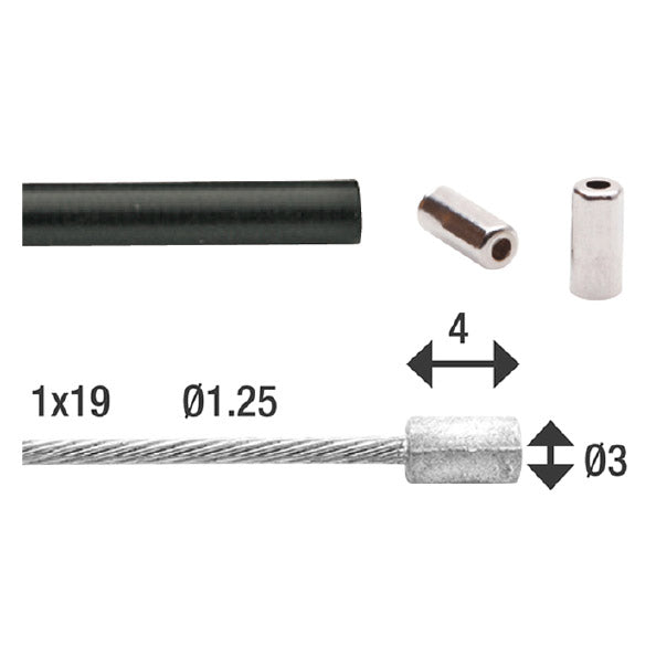 Elvedes Gas Cable Universal 1700 mm 2250 mm galvanizado negro (en el mapa)