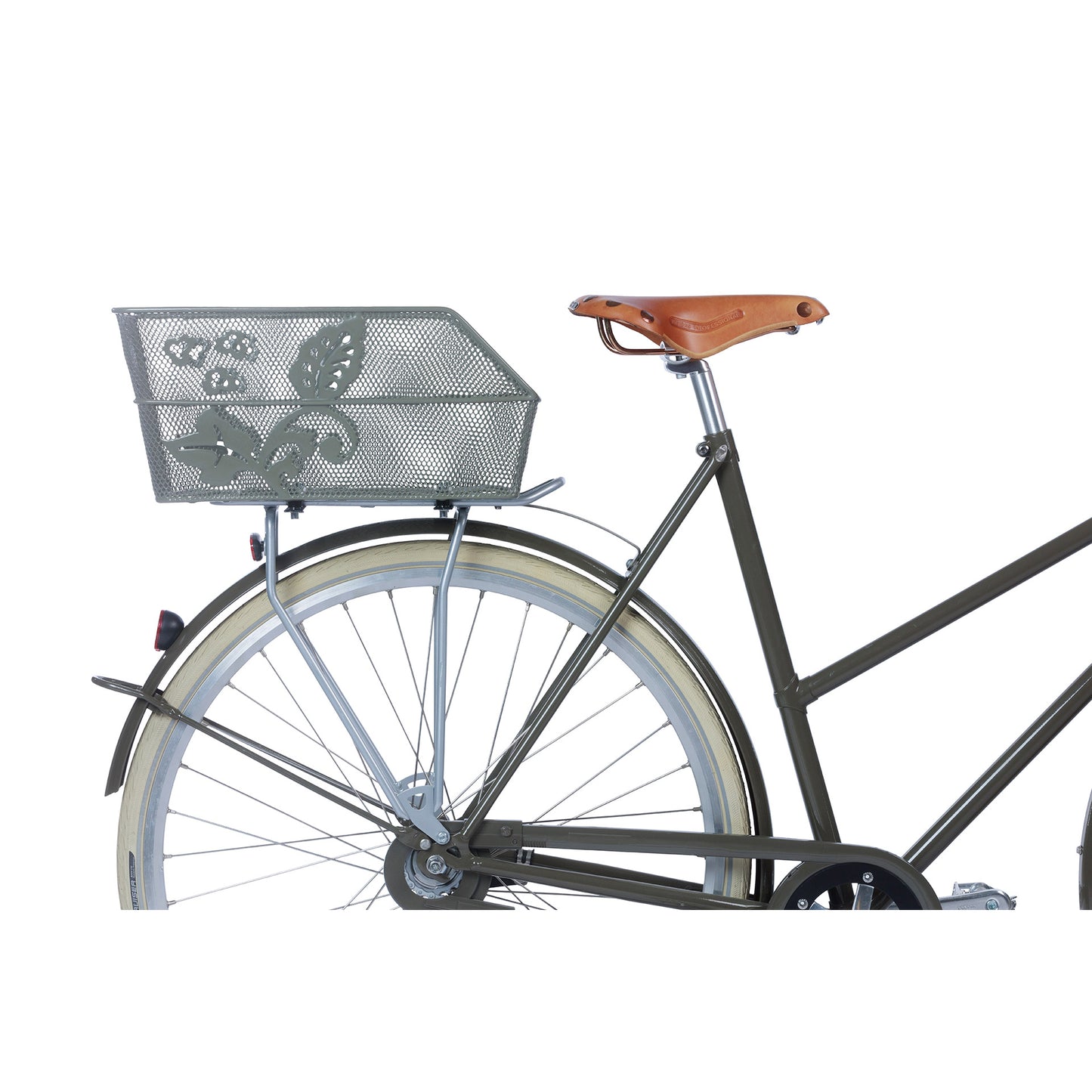 Basil cento fiore - cestino per biciclette - sul retro - verde oliva