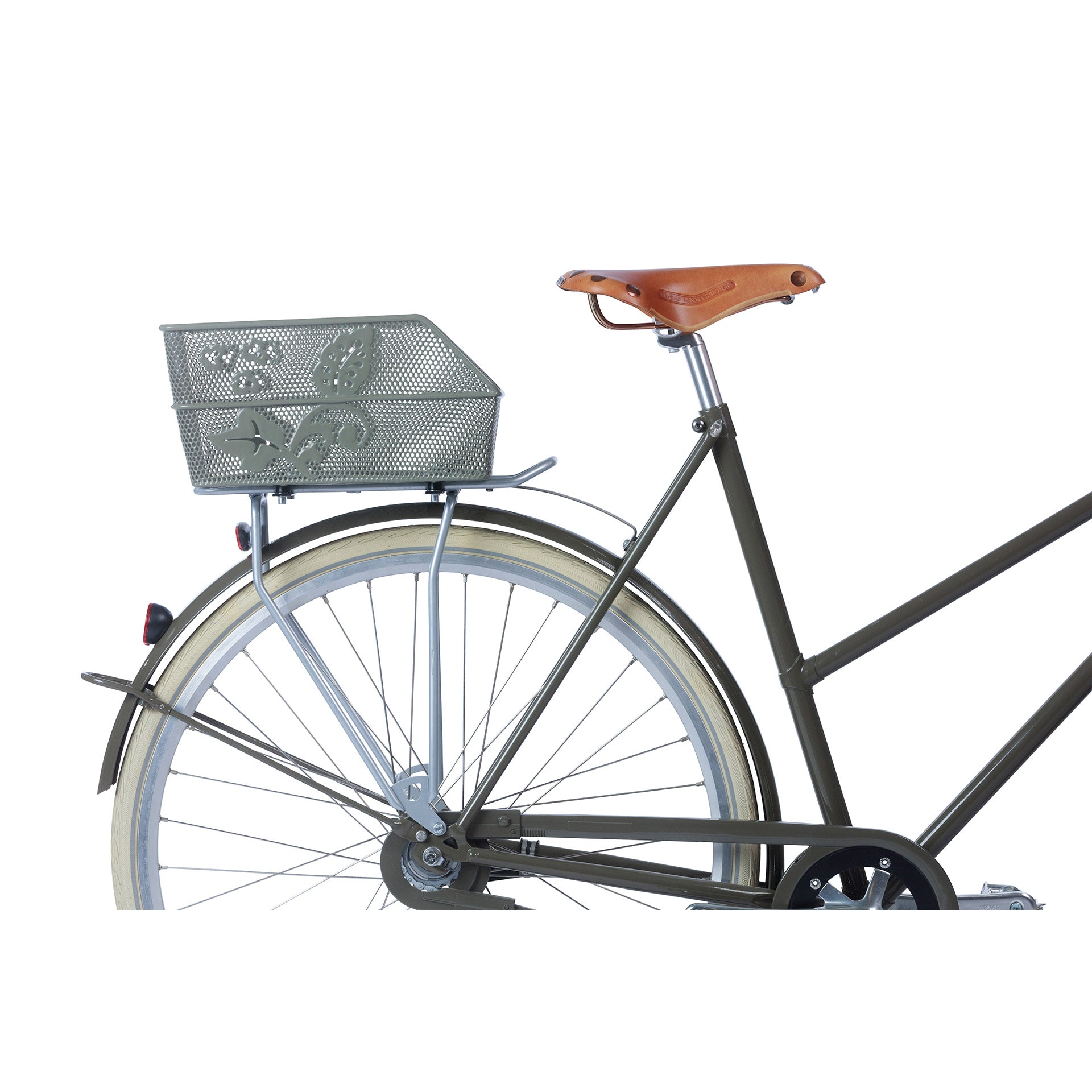 Basil Cento Flower S - Canasta de bicicleta - En la parte posterior - Oliva Verde