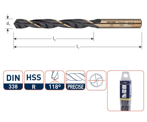 Broca helicoidal Rotec hss precisa 12,7mm