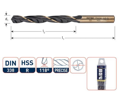Rotec spiraalboor hss precise 12.2mm