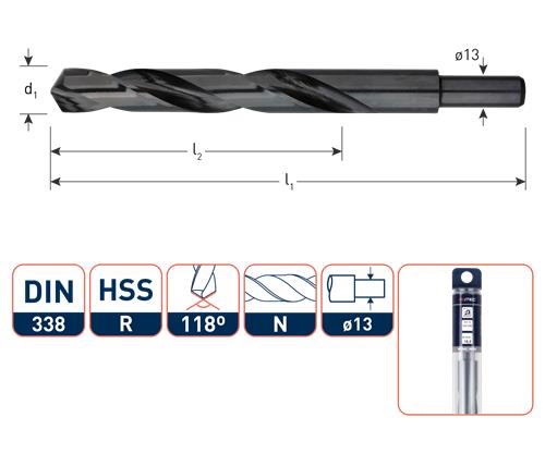 Punta elicoidale Rotec DIN338 HSS-R 18,0 mm tornita