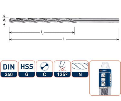 Rotec spiraalboor din340n.4.3mm lang