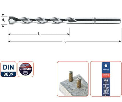 Broca para hormigón Rotec 12,0mm