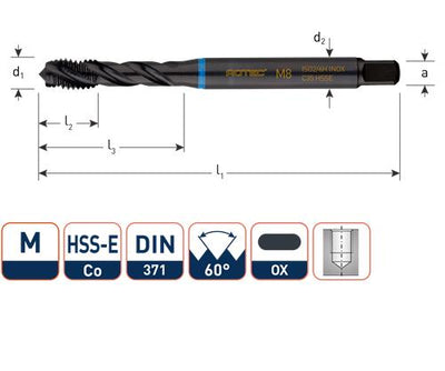 Rotec grifo maquina din371 m4 acero inoxidable ciego