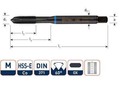 Rotec machinetap din371 m4 rvs