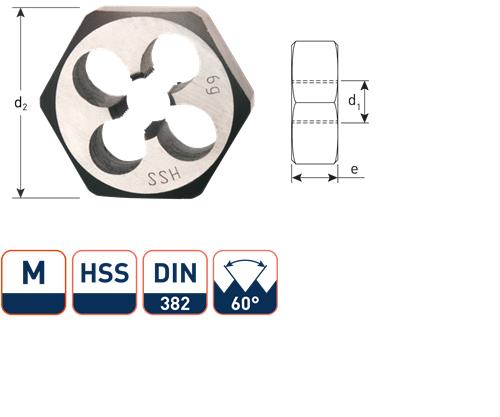 Dado tagliente esagonale Rotec m16 din382 hss