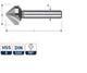 Fresa avellanadora Rotec 90°. 3 cortadores de 12,4 mm