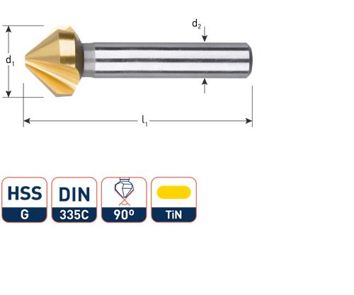 Fresa per svasare Rotec 60gr. 3 taglienti 16,0 mm