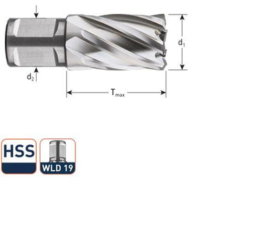 Broca hueca Rotec hss silver-line 46.0mm sl30 weldon