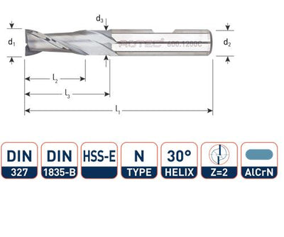 Rotec cortachaveteros corto din327 4.0mm weldon recubierto (u)