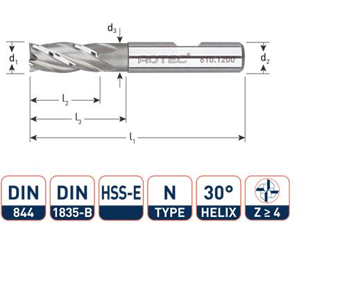 Rotec vingerfrees kort din844 13.0mm weldon