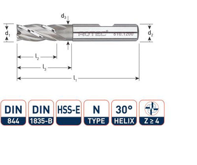 Fresa Rotec corta din844 6.0mm weldon