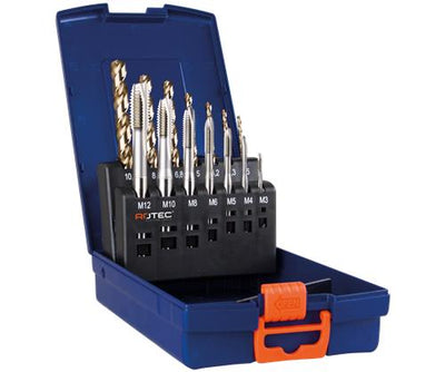 Set di maschi a macchina Rotec m3-m12 in acciaio inossidabile + punte