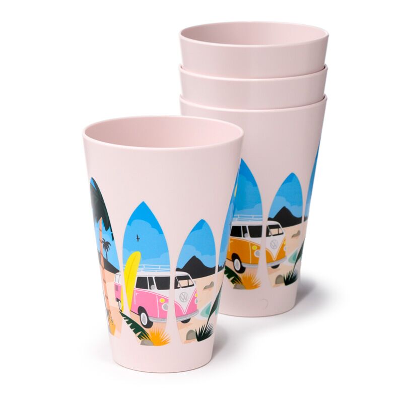 VW T1 Volkswagen Van Waves Set 4 RPET Coppe da picnic sostenibili 450 ml