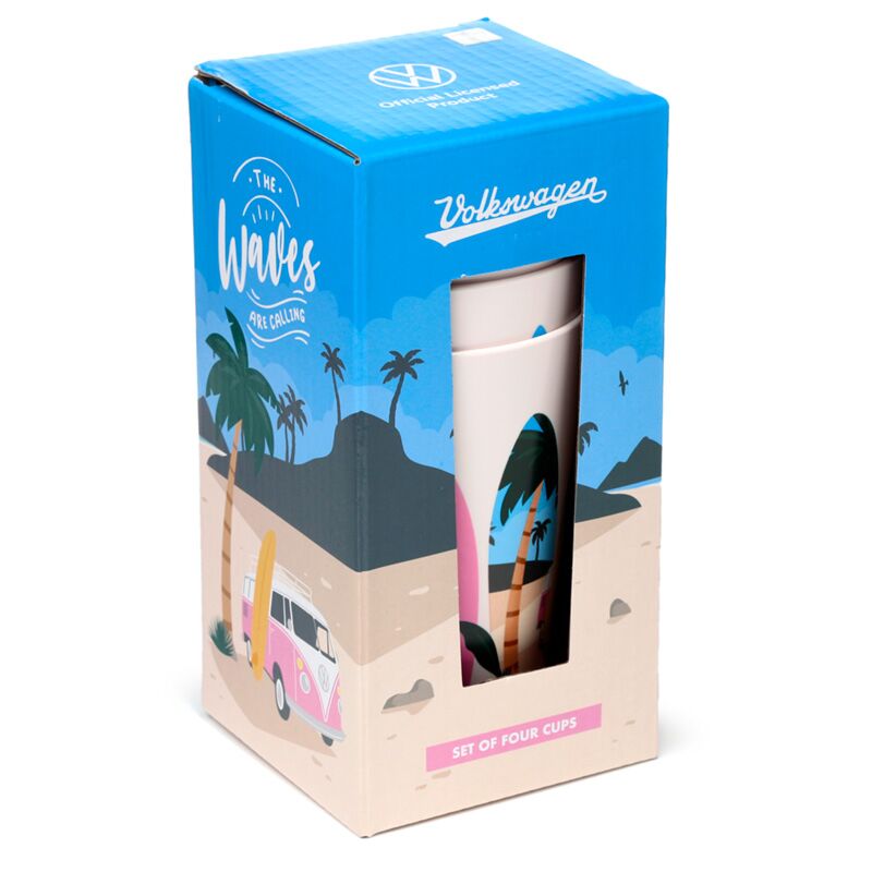 VW T1 Volkswagen Van Waves Set 4 RPET Coppe da picnic sostenibili 450 ml