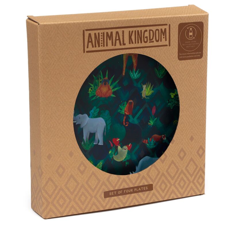 Set ricco di animali di 4 piastre da picnic RPET sostenibili