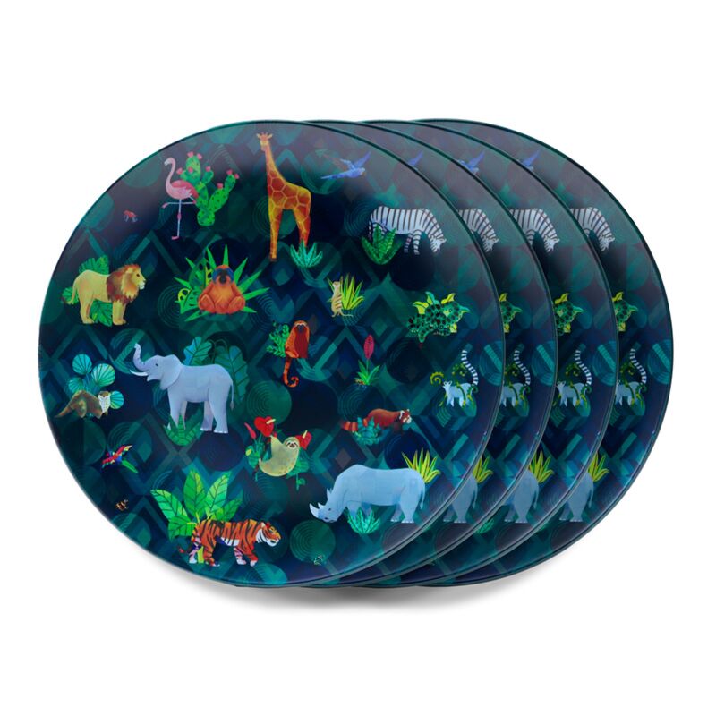 Set ricco di animali di 4 piastre da picnic RPET sostenibili