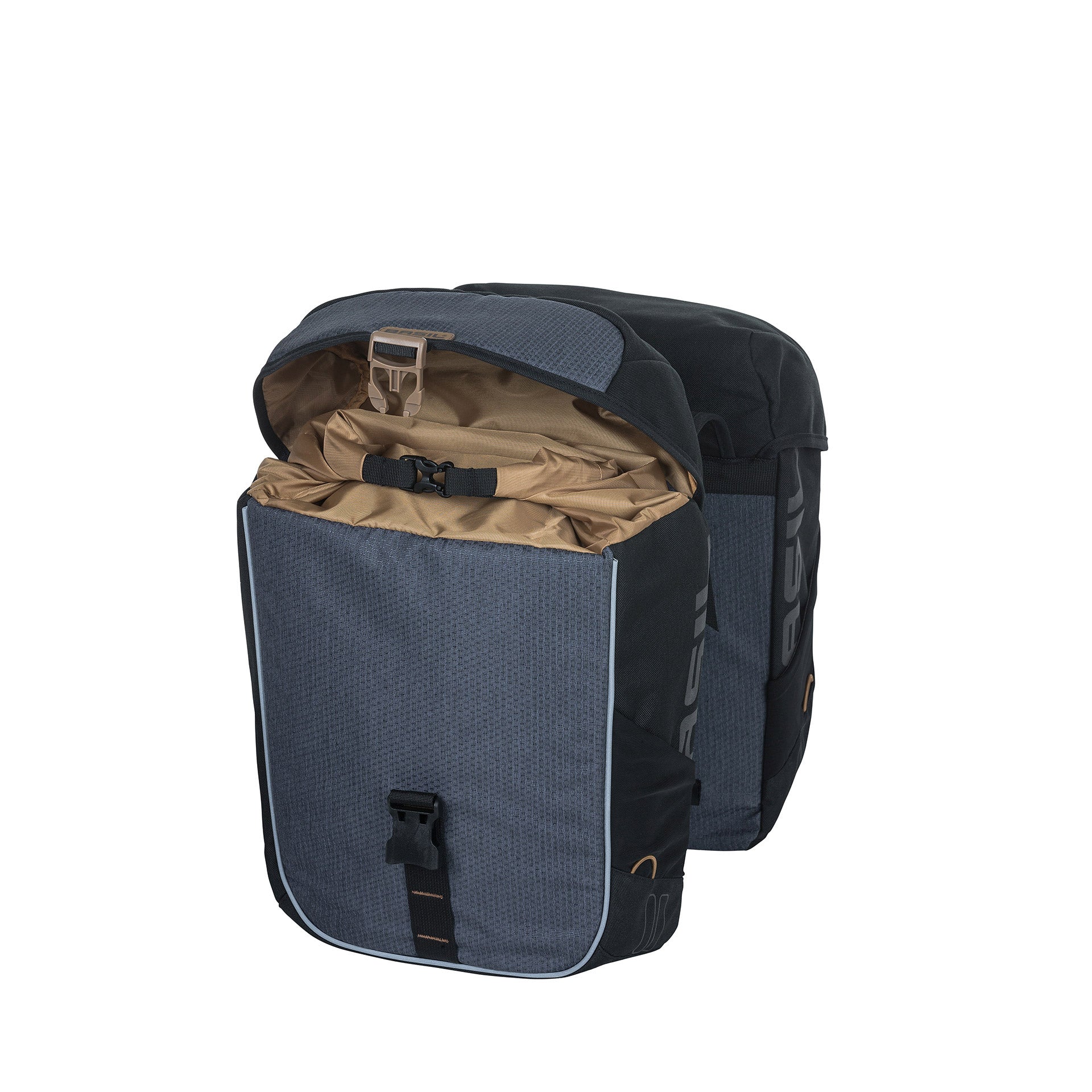 Basil Miles Double Bicycle Borse, Waterproof, Universal Bridge System, 34L, antracite nero