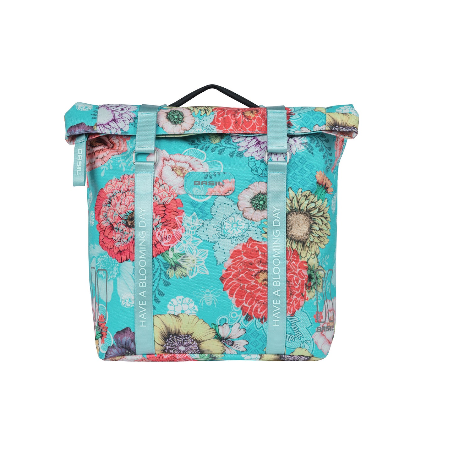 Boba de bicicleta doble Basil Bloom Field, impermeable, azul cielo, 35L