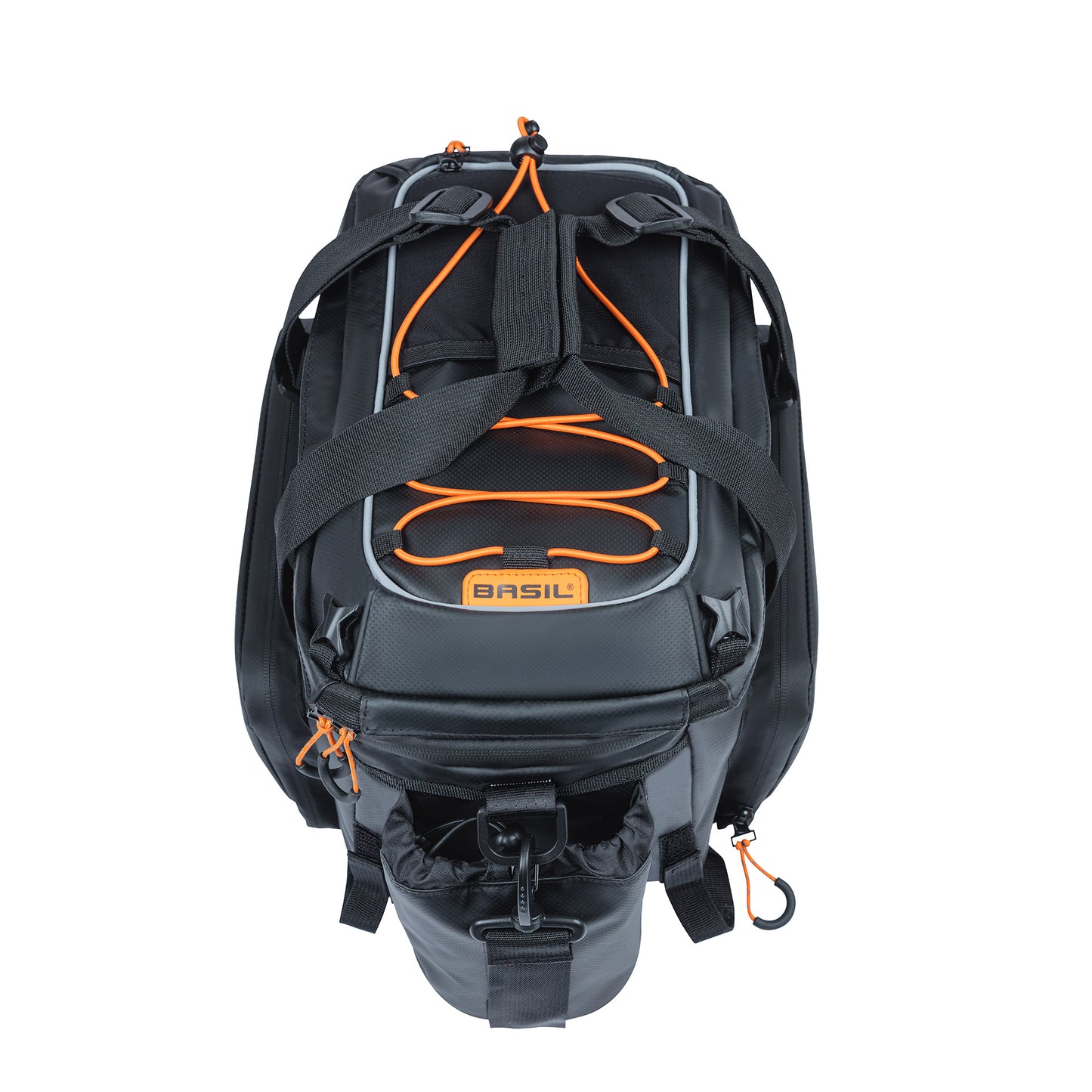 Boba de amenaza de equipaje de Basil Miles XL, naranja negra, impermeable, 9-36L, adecuado para bicicletas eléctricas