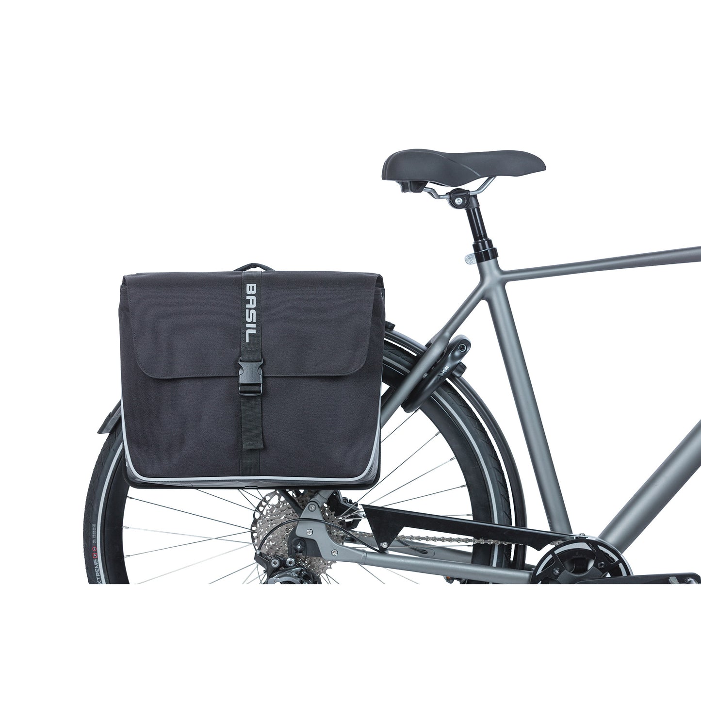 Basil Forte dubbele fietstas, waterafstotend, 35L, zwart.