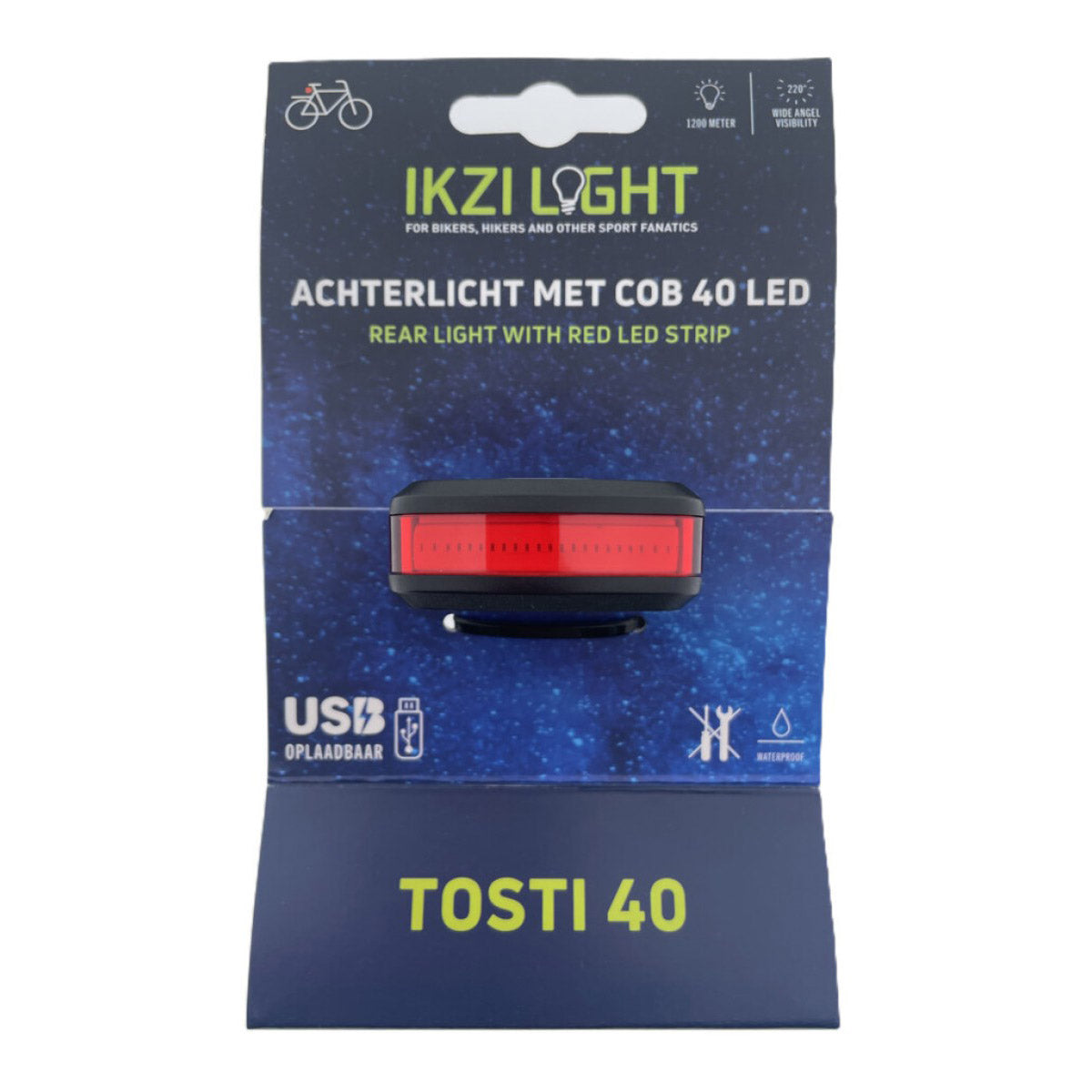 Ikzilight Sándwich de luz trasera 40 COB 40 LED USB recargable