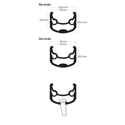 Qibbel Rim Andra 30 28 622 32G 14G CNC Alu Black