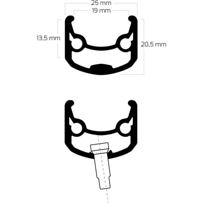 Qibbel Rim Andra 30 28 622 32g 14g Disc de disco Alu Negro