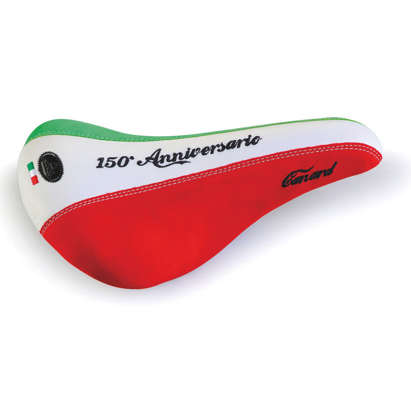 Selle Monte Grappa Saddle Canard 150 Anni. Italia cuero rojo blanco gr.