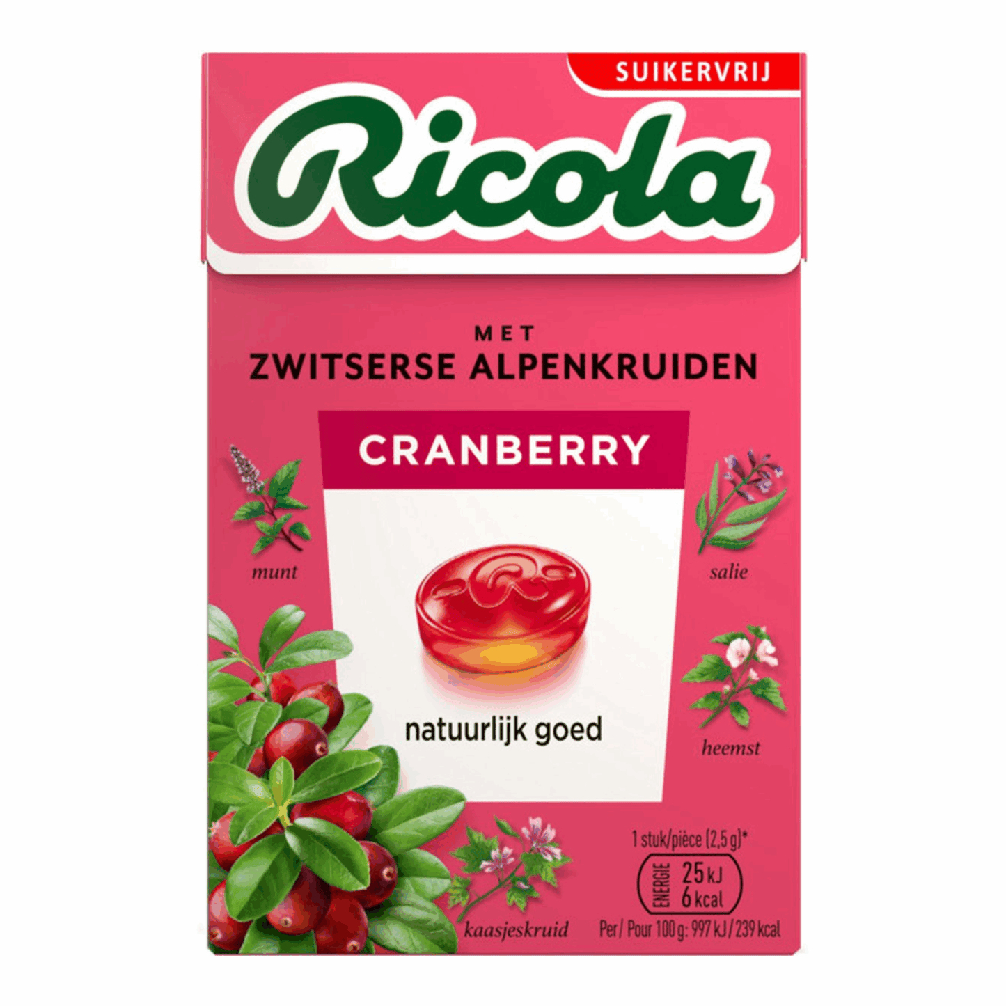 Ricola cranberry suikervrij (20x 50gr)