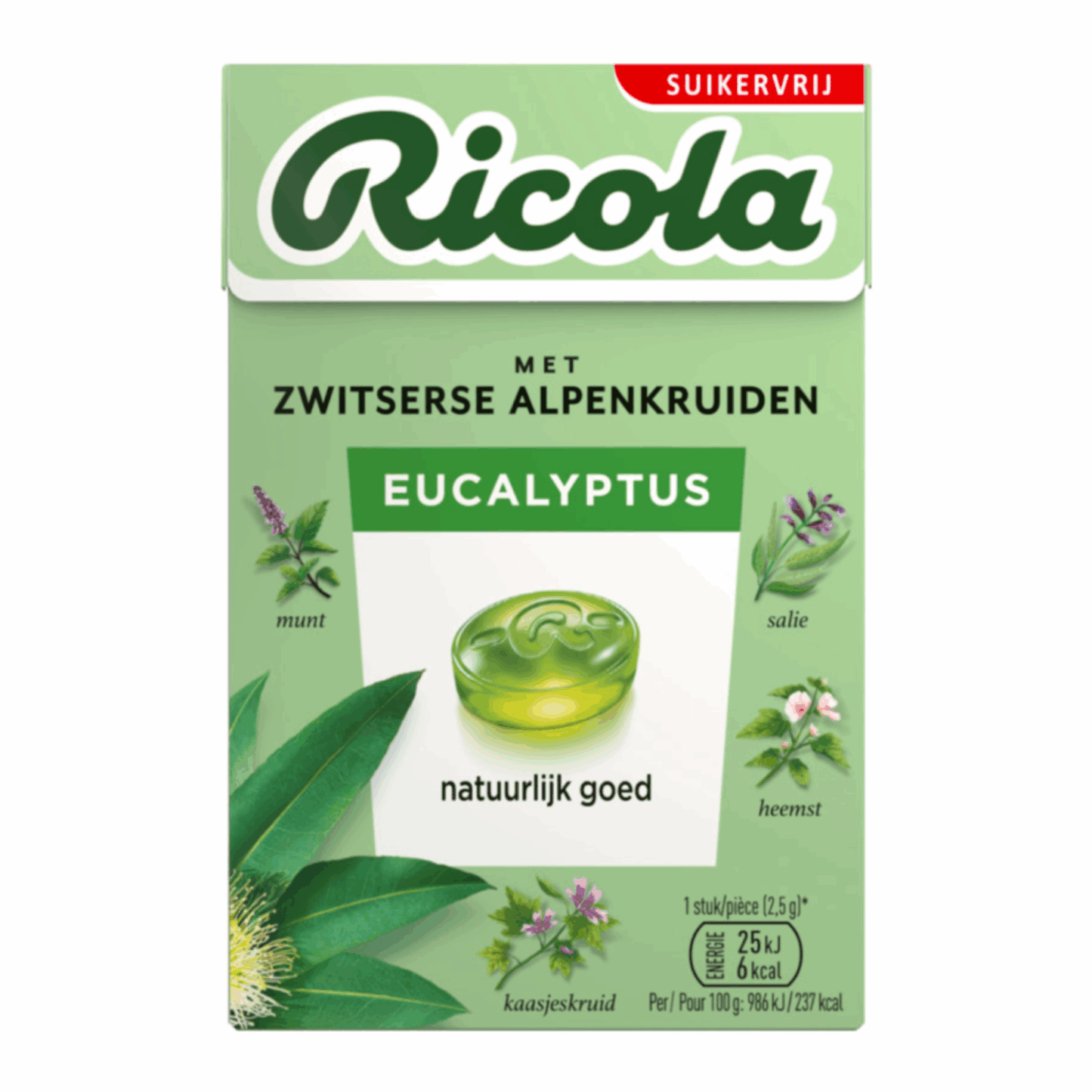 Ricola eucalyptus suikervrij (20x 50gr)