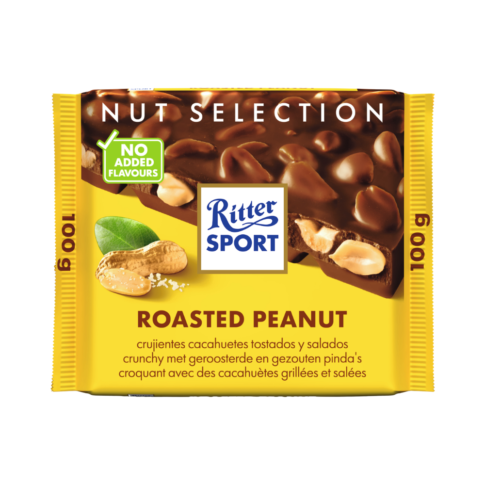 Cioccolato al latte Ritter Sport con arachidi tostate leggermente salate 100 gr